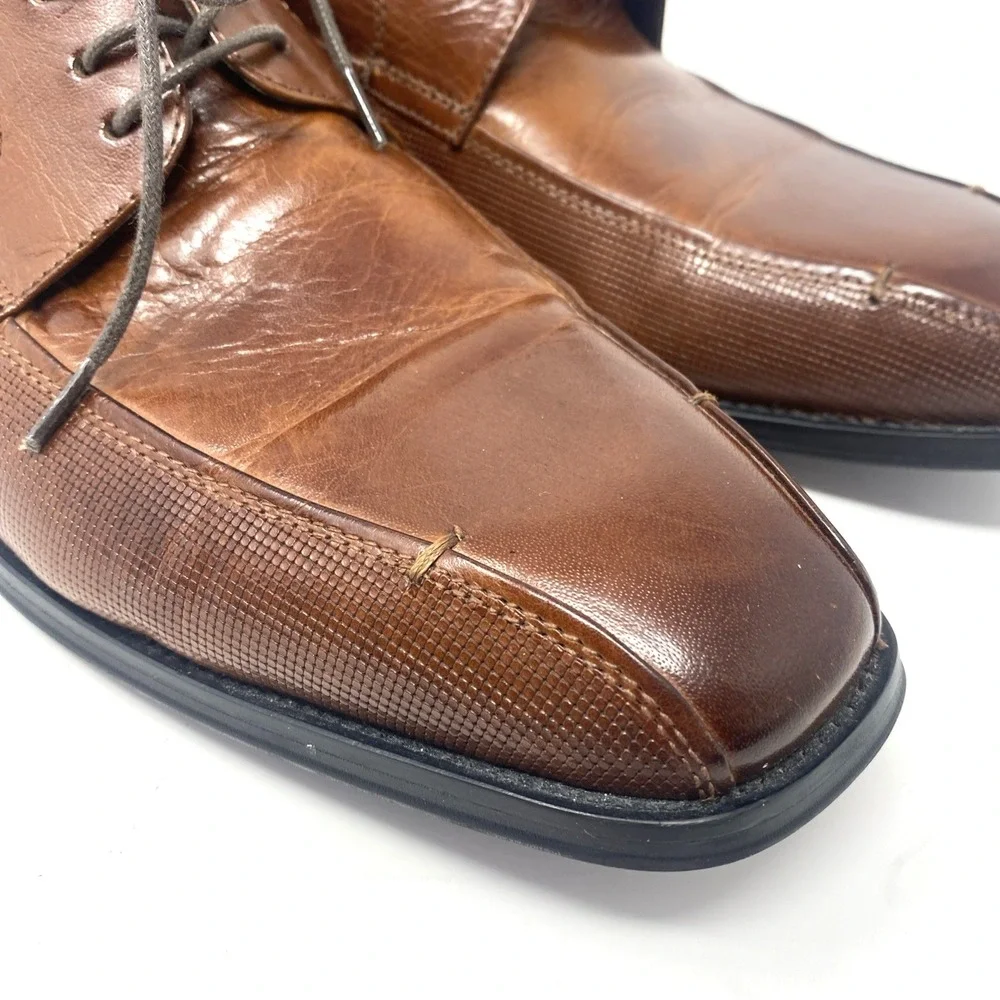 Kenneth Cole Reaction Men Shoes Sz 10 Oxford Witter Lace‎ Up Brown Leather Dress